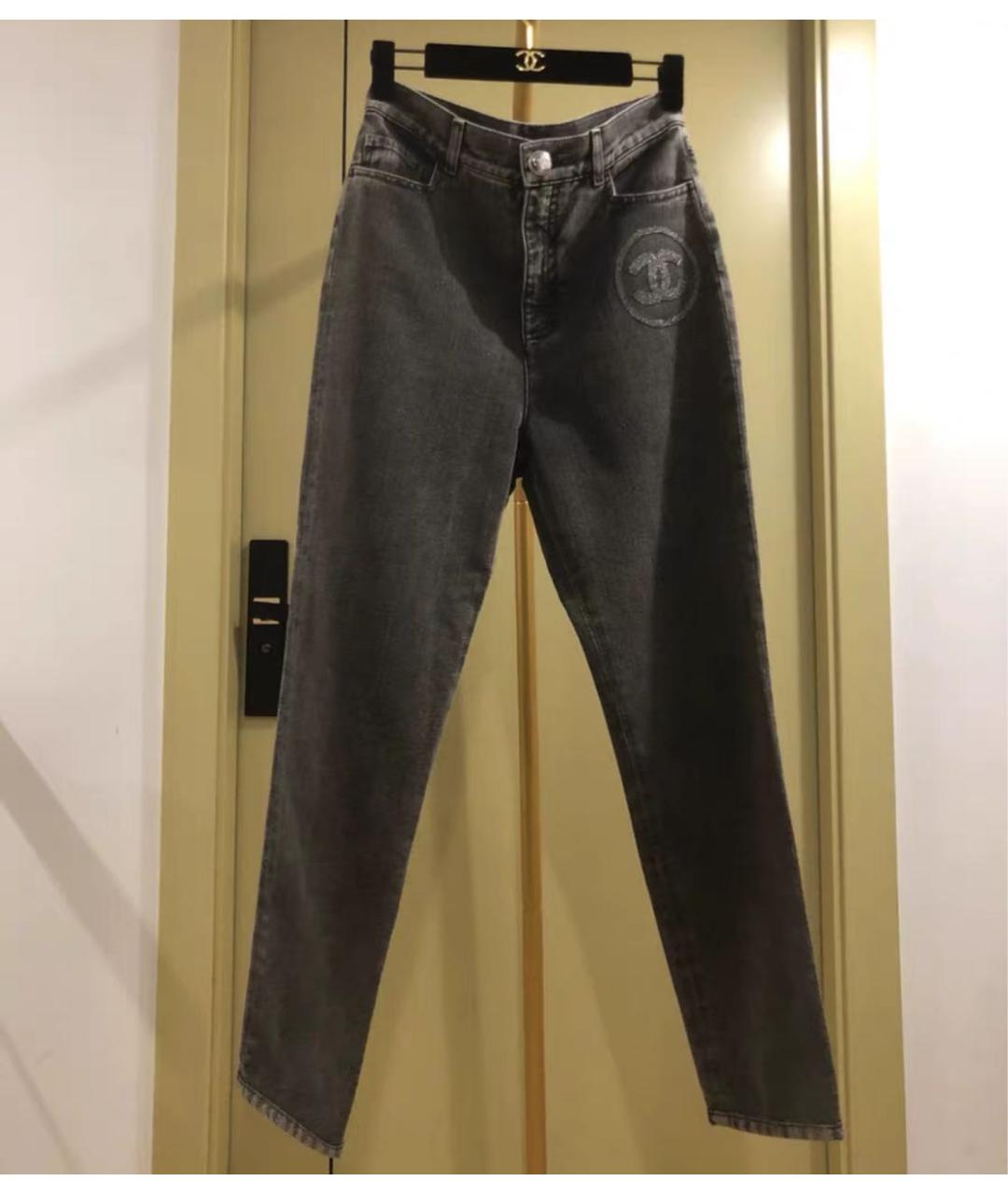 CHANEL Серые хлопковые джинсы слим, фото 2
