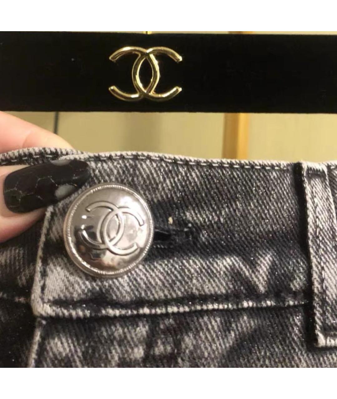 CHANEL Серые хлопковые джинсы слим, фото 4