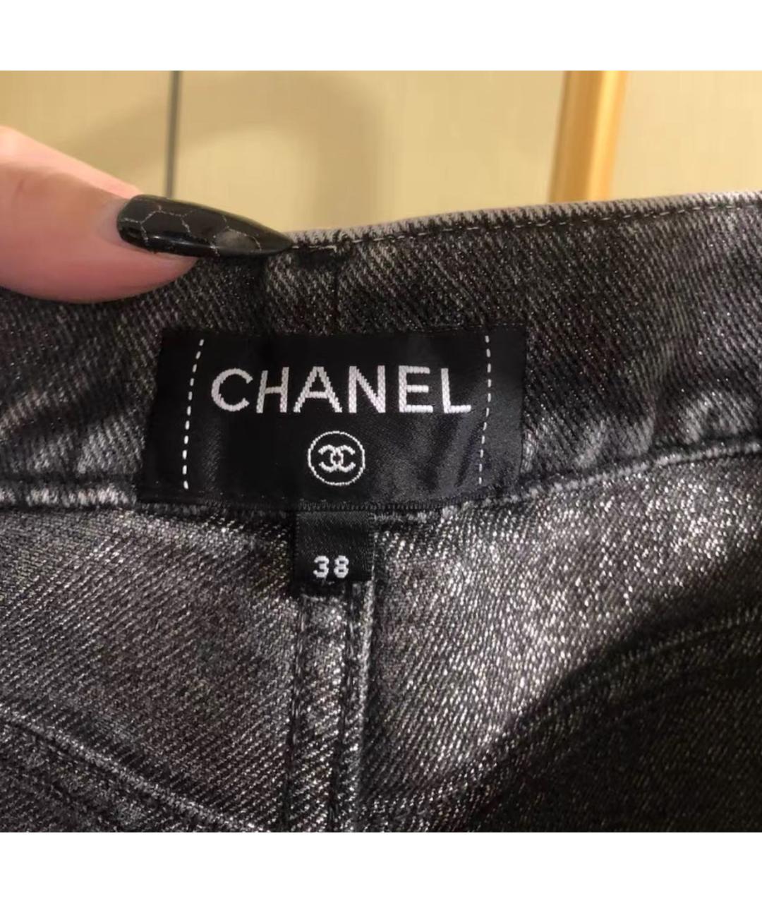 CHANEL Серые хлопковые джинсы слим, фото 6