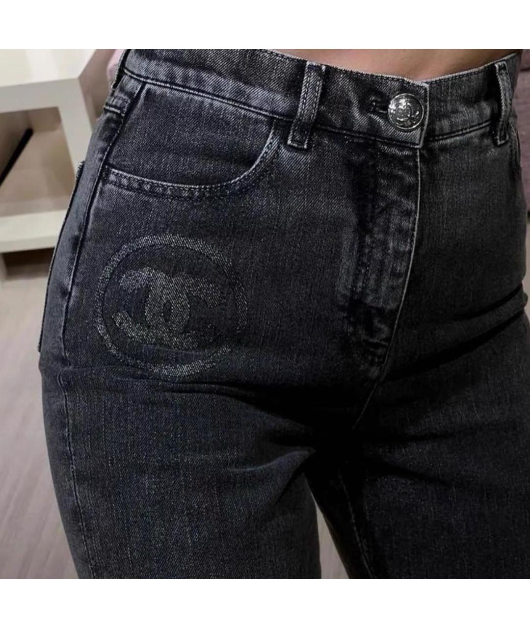 CHANEL Серые хлопковые джинсы слим, фото 7