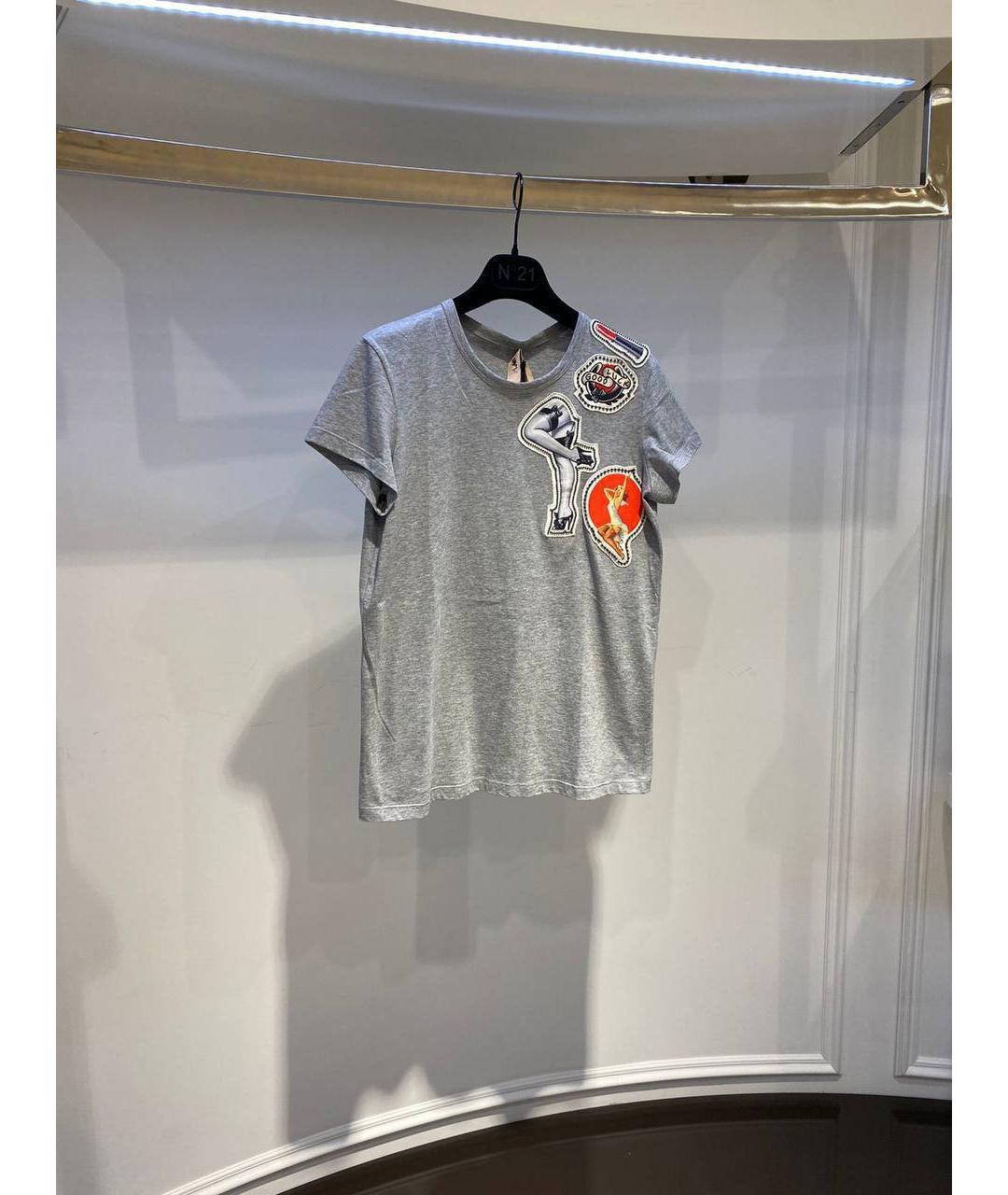 NO. 21 Серая хлопковая футболка, фото 2