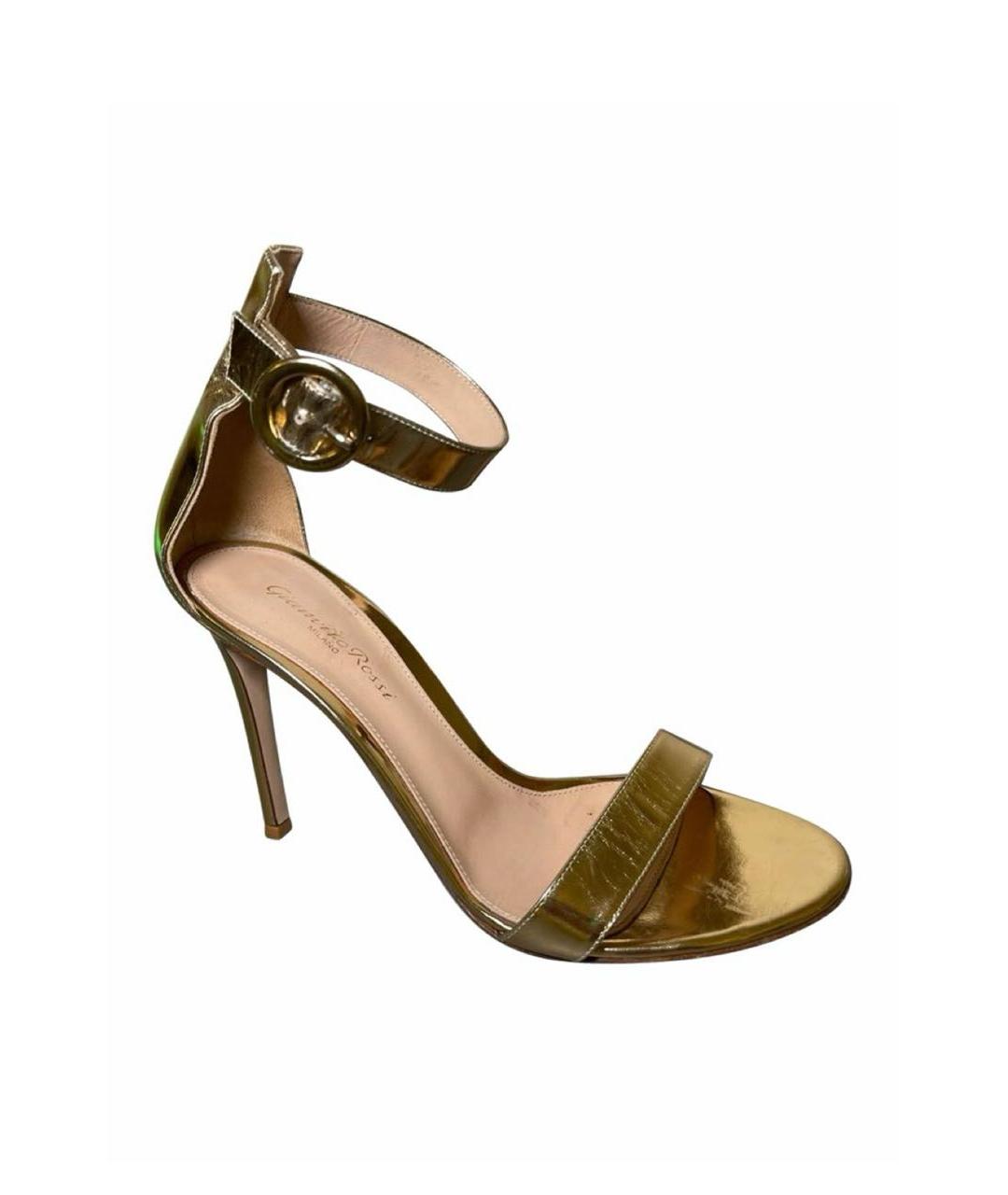 GIANVITO ROSSI Золотые кожаные босоножки, фото 1