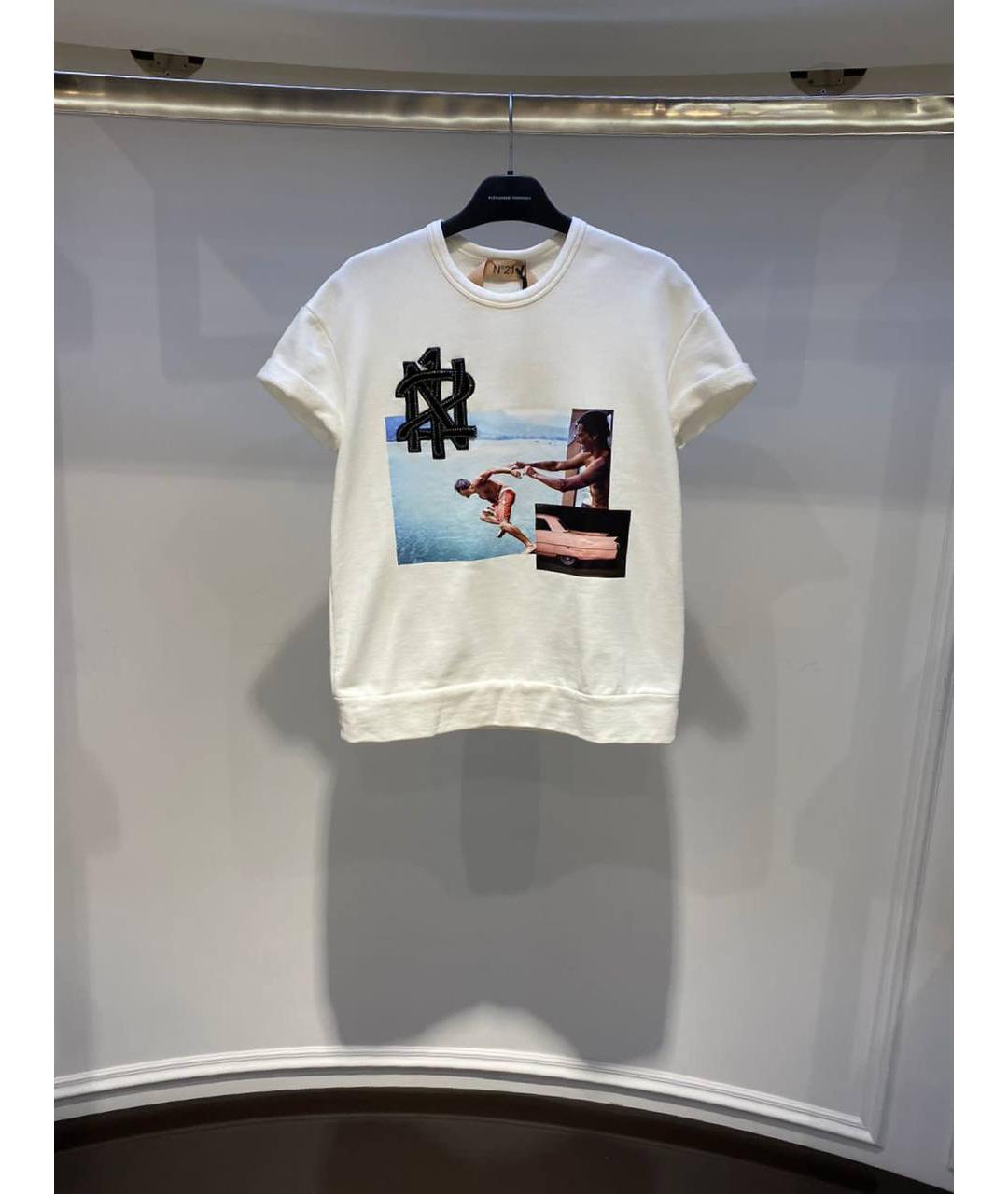 NO. 21 Белая хлопковая футболка, фото 4