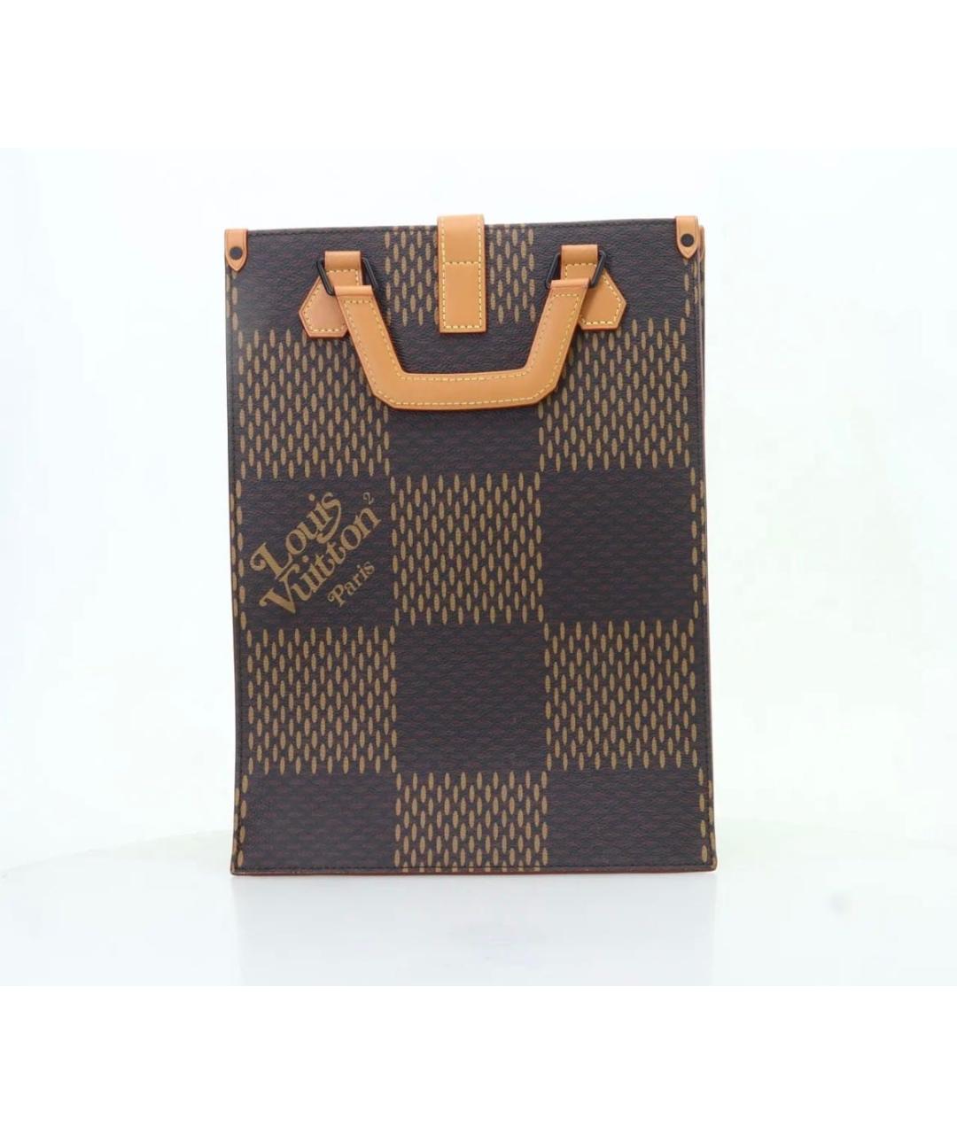 LOUIS VUITTON Коричневая кожаная сумка тоут, фото 3