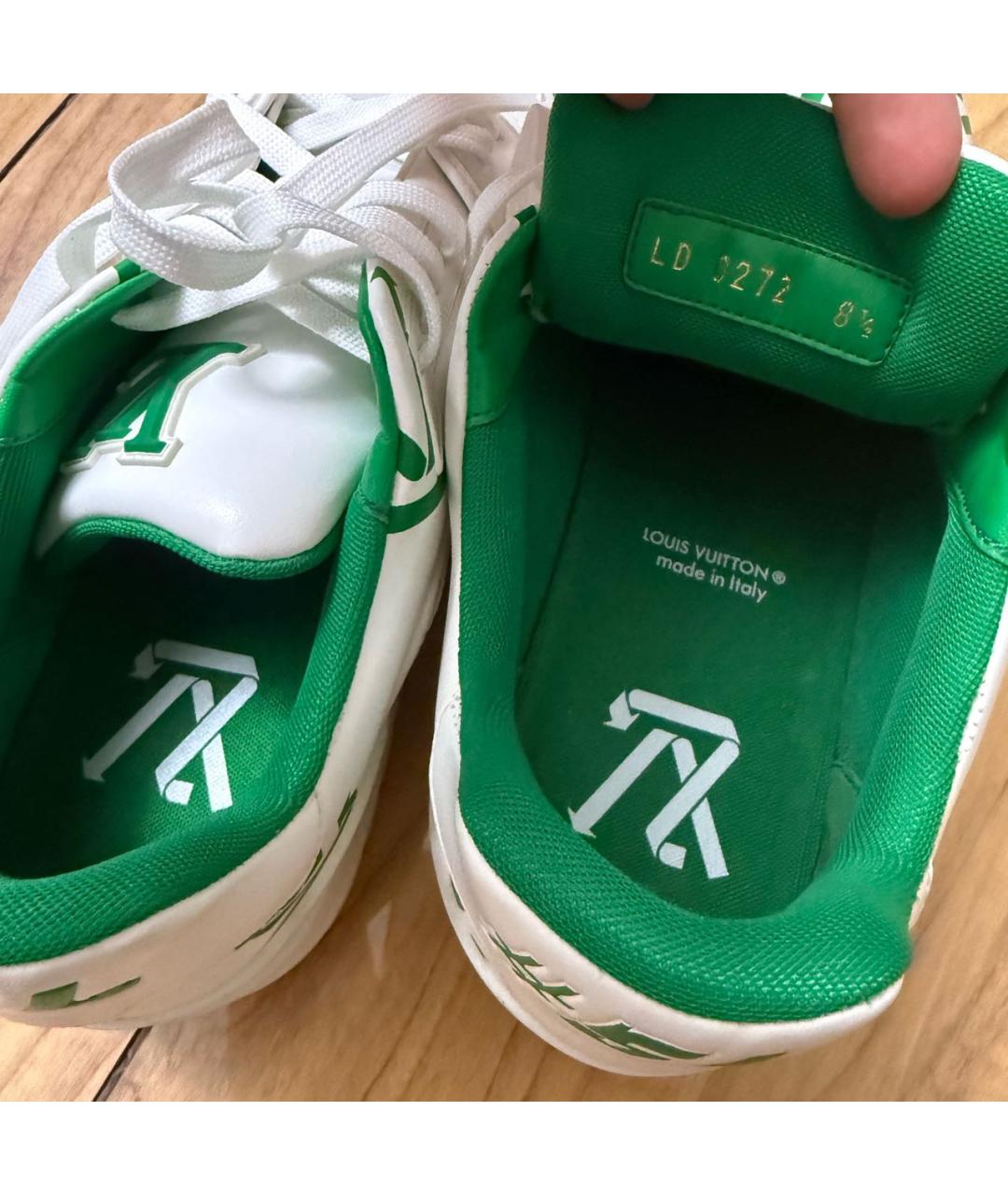 LOUIS VUITTON Белые кожаные низкие кроссовки / кеды, фото 5