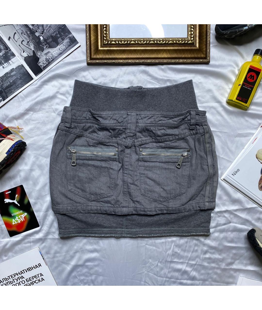 DIESEL Серая деним юбка мини, фото 2