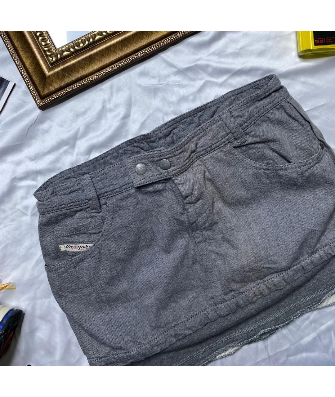 DIESEL Серая деним юбка мини, фото 4