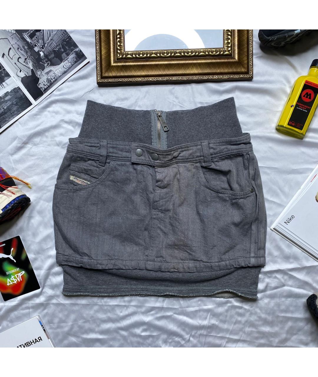 DIESEL Серая деним юбка мини, фото 9