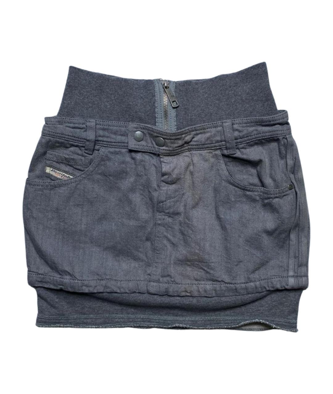 DIESEL Серая деним юбка мини, фото 1