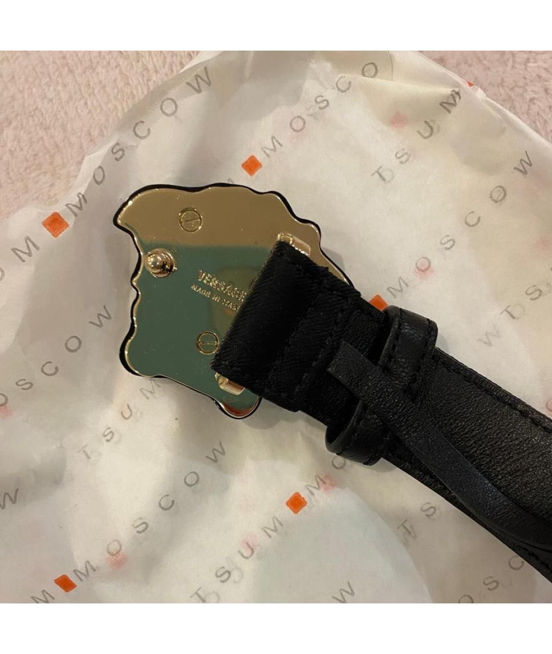 VERSACE Черный кожаный ремень, фото 4