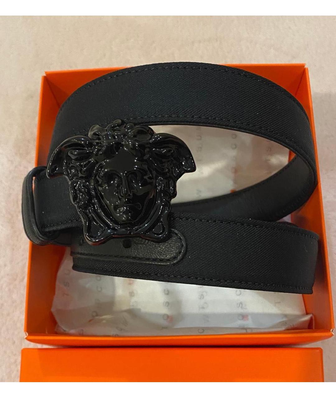 VERSACE Черный кожаный ремень, фото 5
