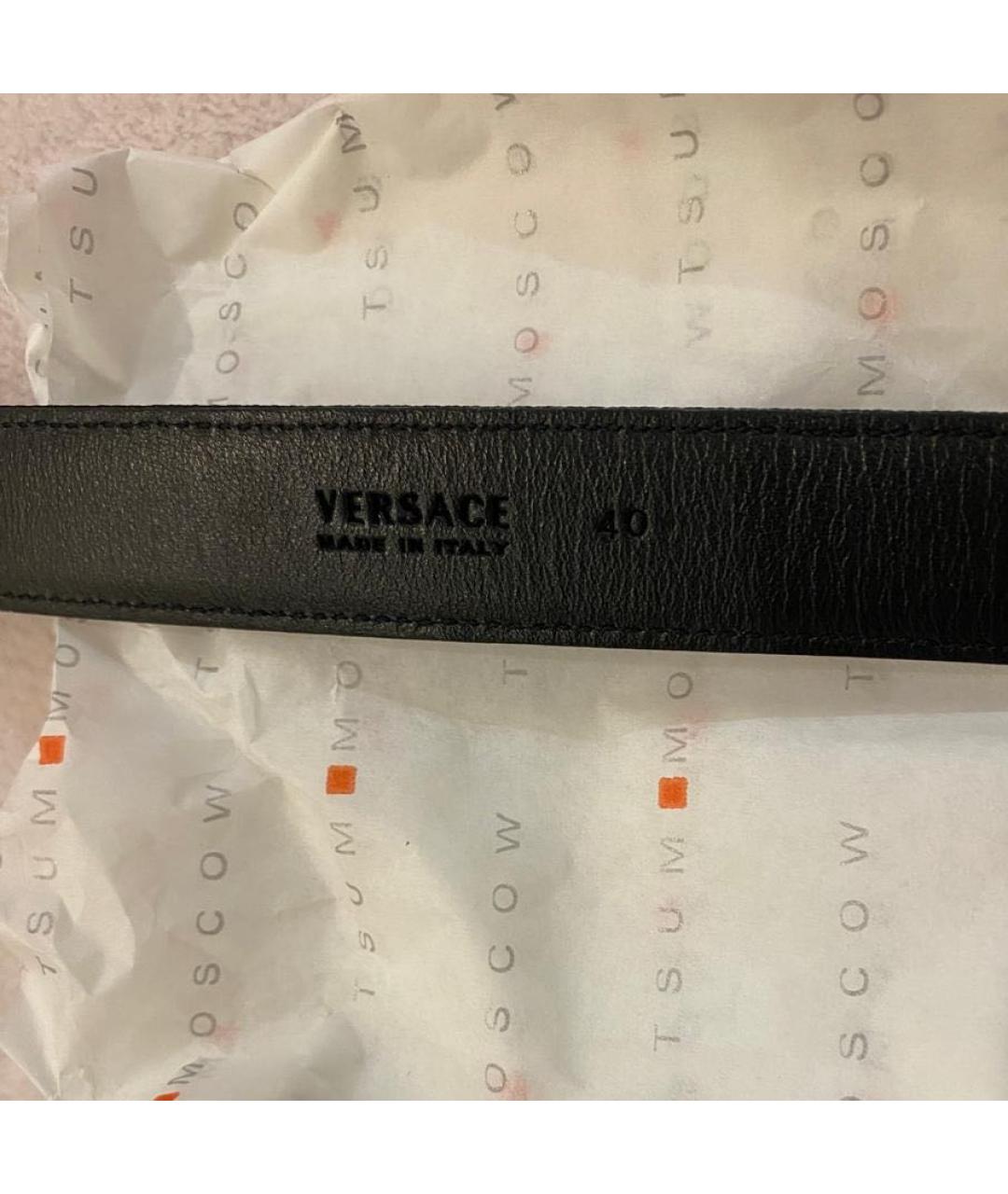 VERSACE Черный кожаный ремень, фото 3