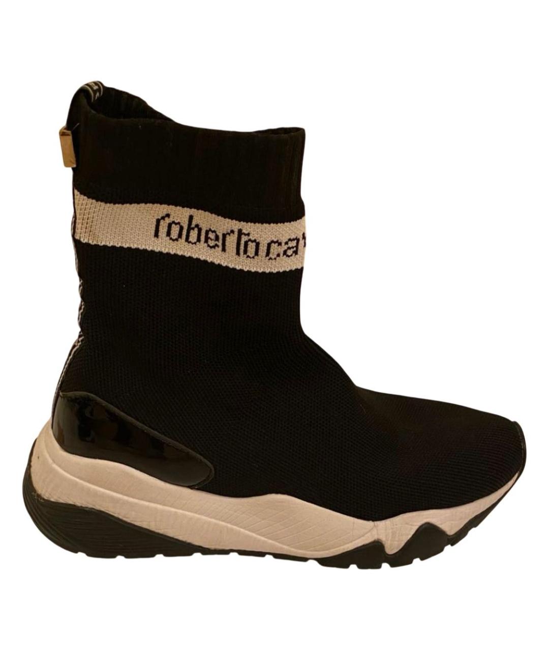 ROBERTO CAVALLI Черные текстильные кроссовки, фото 1