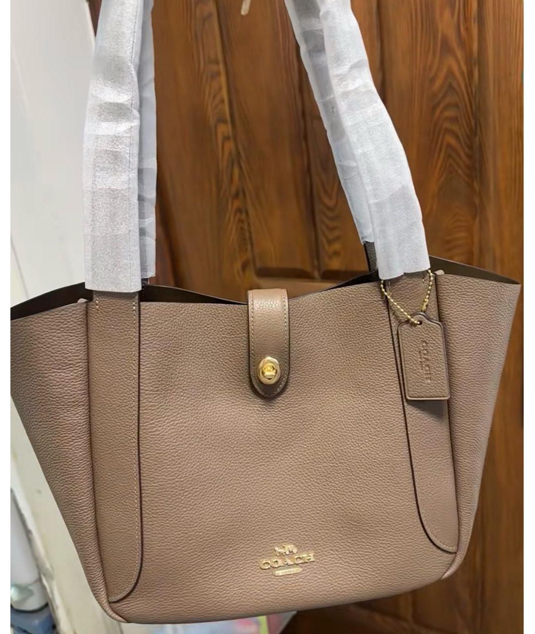 COACH Бежевая кожаная сумка через плечо, фото 5