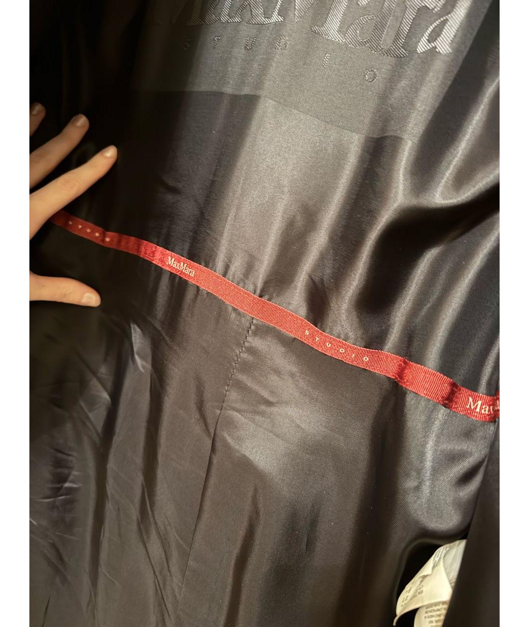 MAX MARA STUDIO Черное шелковое пальто, фото 6