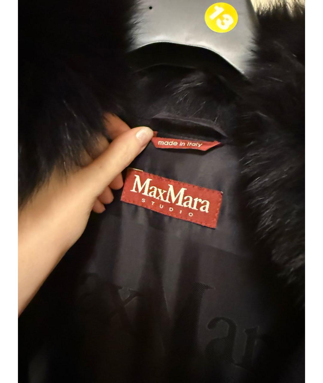 MAX MARA STUDIO Черное шелковое пальто, фото 5