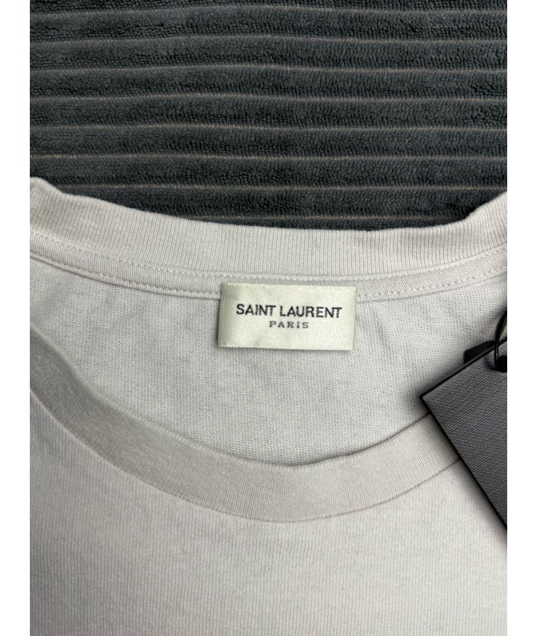 SAINT LAURENT Белая хлопковая футболка, фото 3