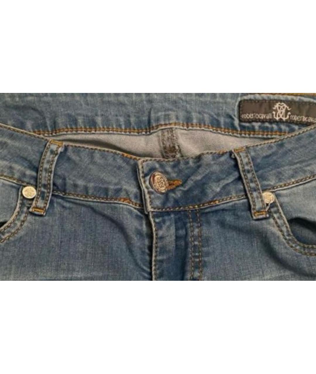 ROBERTO CAVALLI Голубые хлопковые джинсы клеш, фото 3