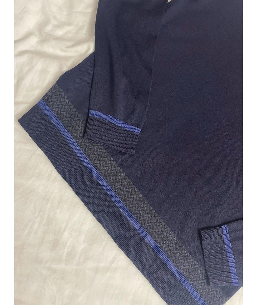 GIORGIO ARMANI Темно-синий шерстяной джемпер / свитер, фото 4