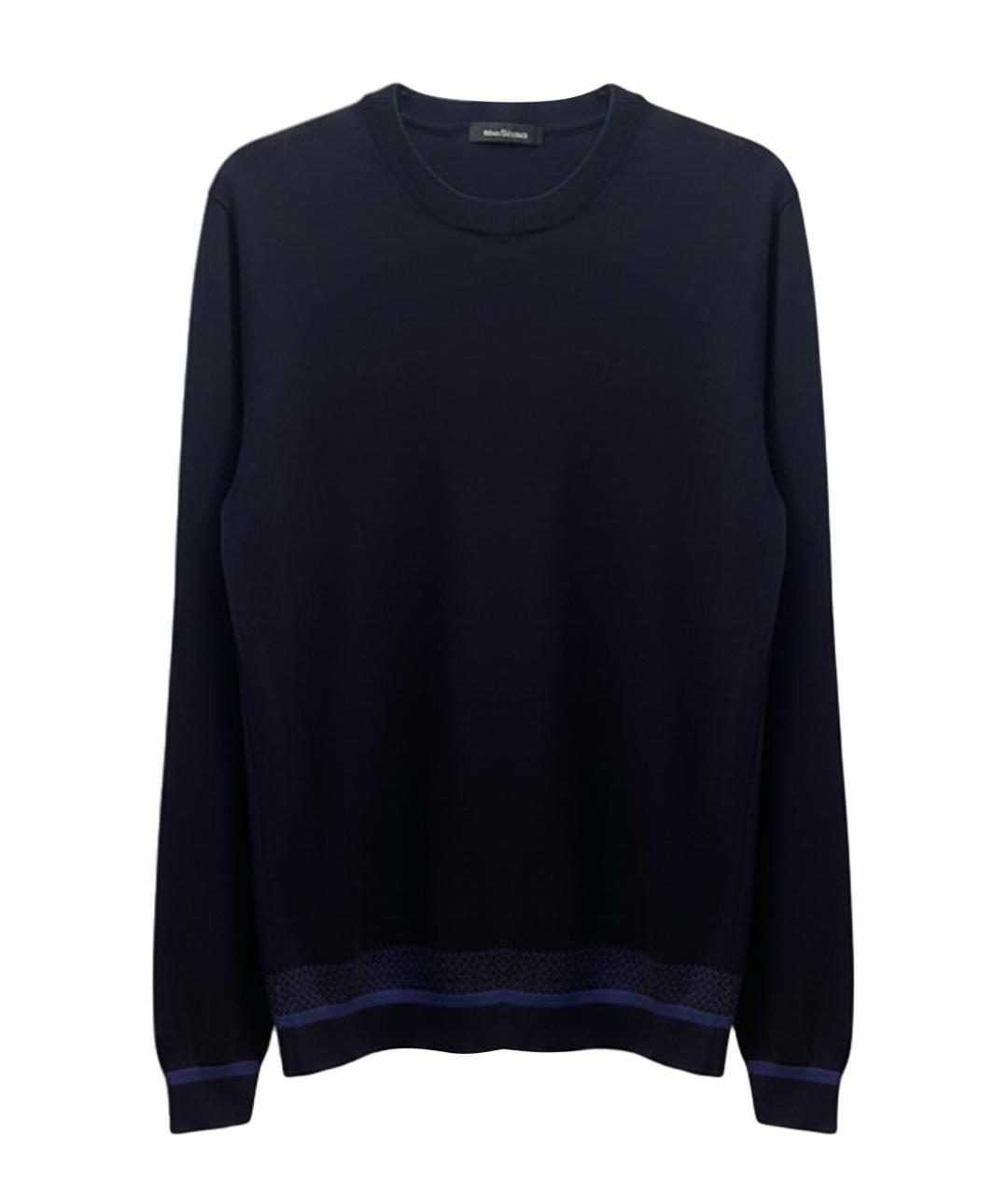 GIORGIO ARMANI Темно-синий шерстяной джемпер / свитер, фото 1