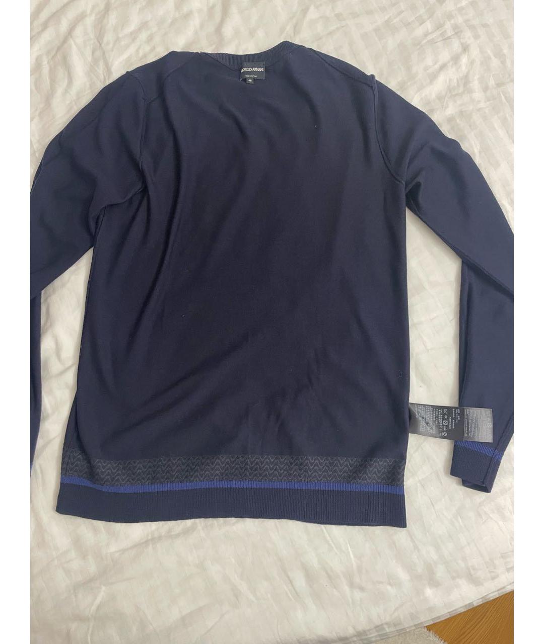 GIORGIO ARMANI Темно-синий шерстяной джемпер / свитер, фото 7