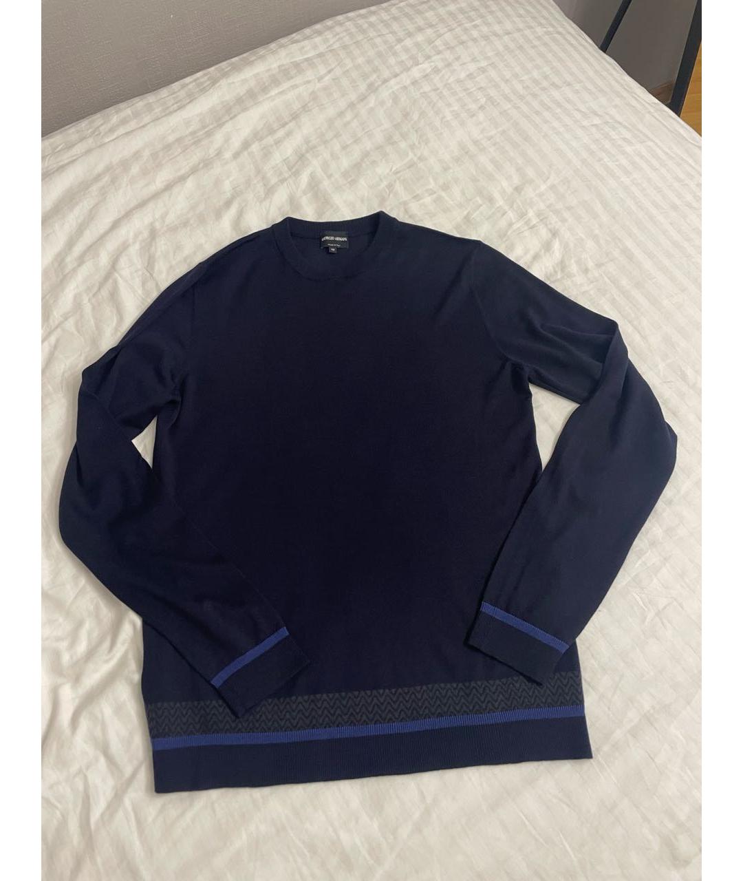 GIORGIO ARMANI Темно-синий шерстяной джемпер / свитер, фото 6