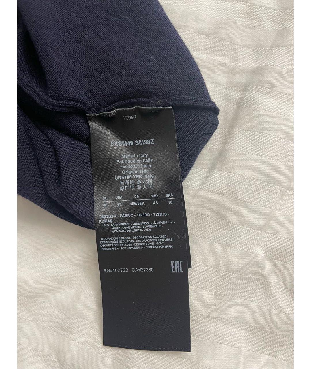 GIORGIO ARMANI Темно-синий шерстяной джемпер / свитер, фото 5