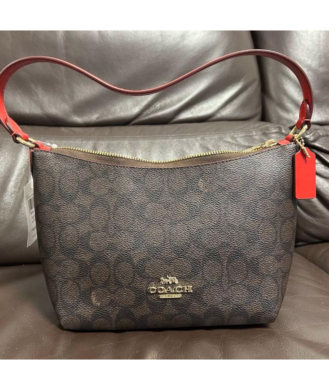 COACH Коричневая кожаная сумка через плечо, фото 6