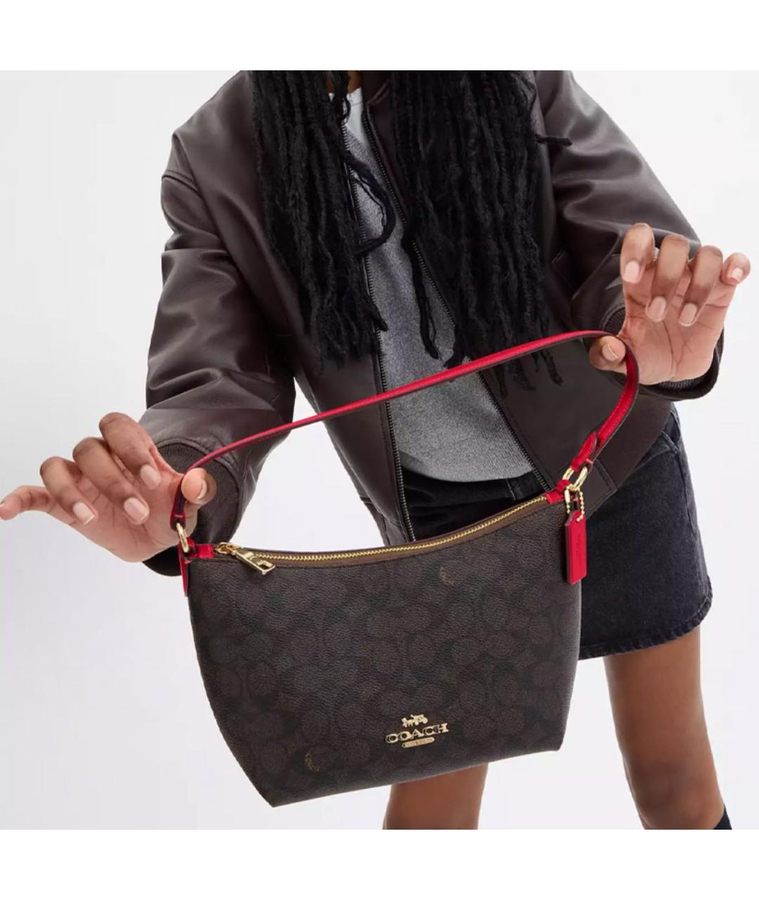 COACH Коричневая кожаная сумка через плечо, фото 5