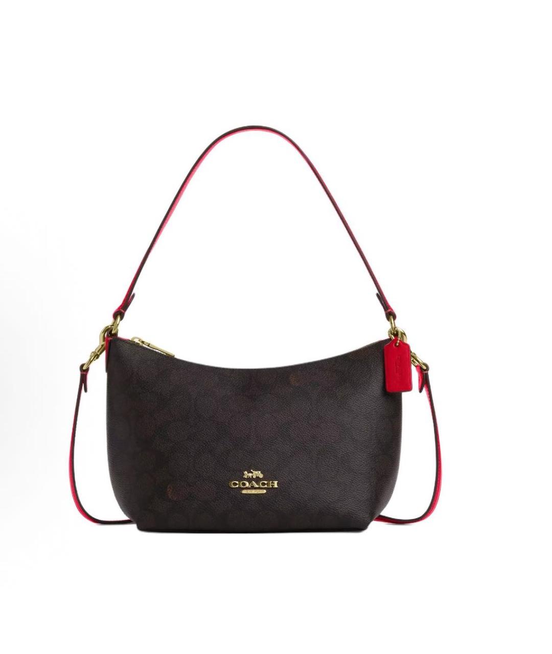 COACH Коричневая кожаная сумка через плечо, фото 9