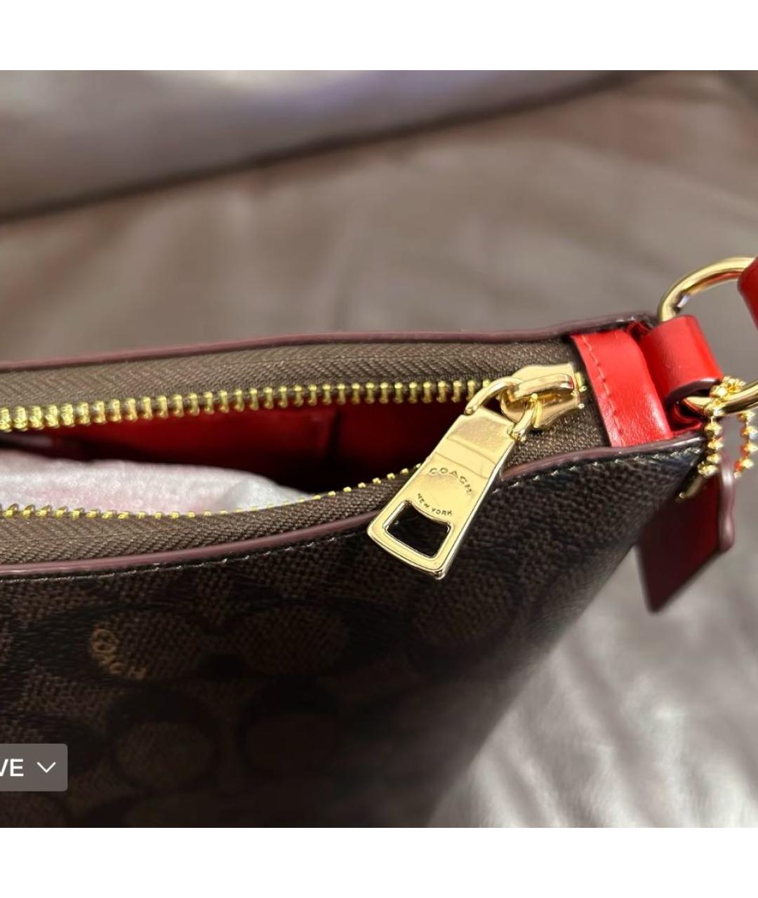 COACH Коричневая кожаная сумка через плечо, фото 7