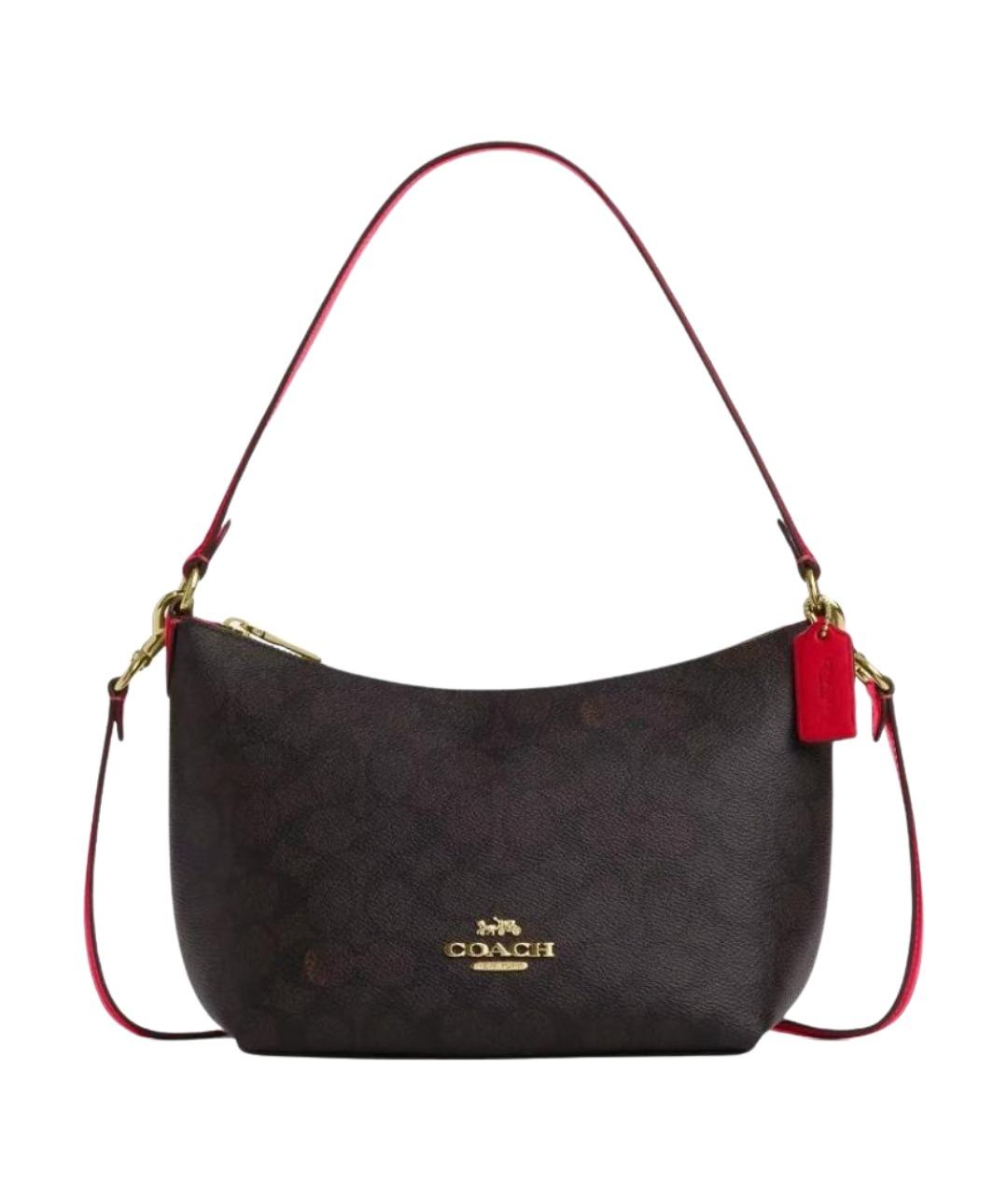 COACH Коричневая кожаная сумка через плечо, фото 1