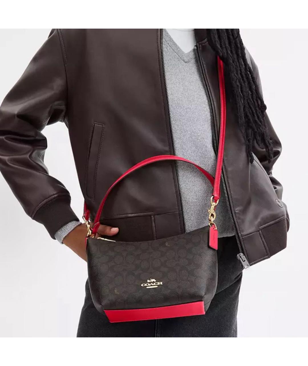 COACH Коричневая кожаная сумка через плечо, фото 4
