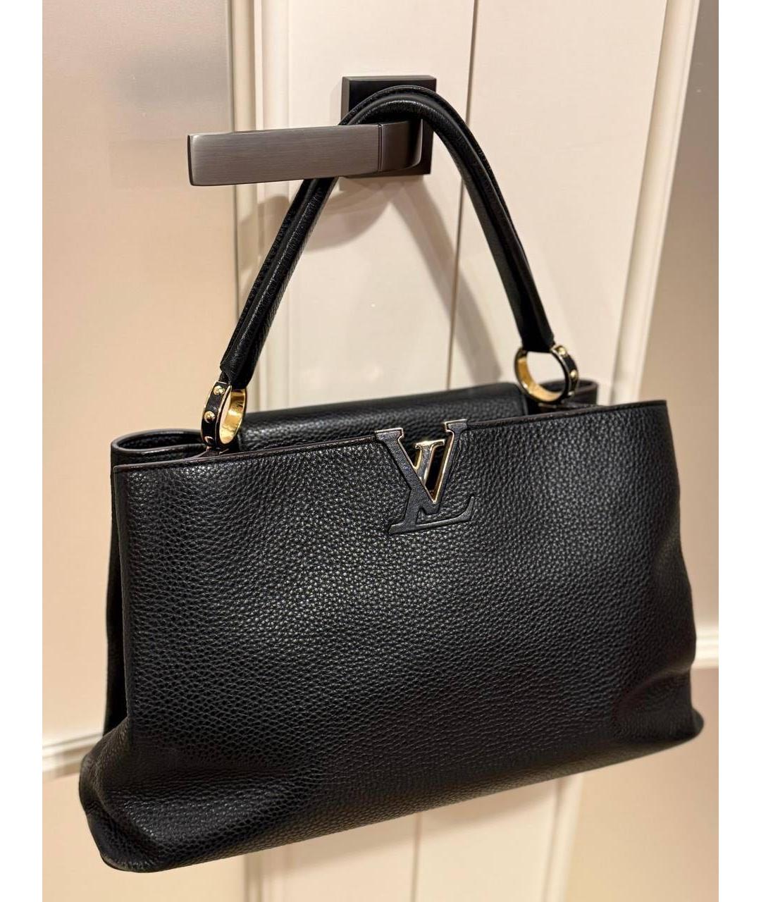 LOUIS VUITTON Черная кожаная сумка с короткими ручками, фото 7