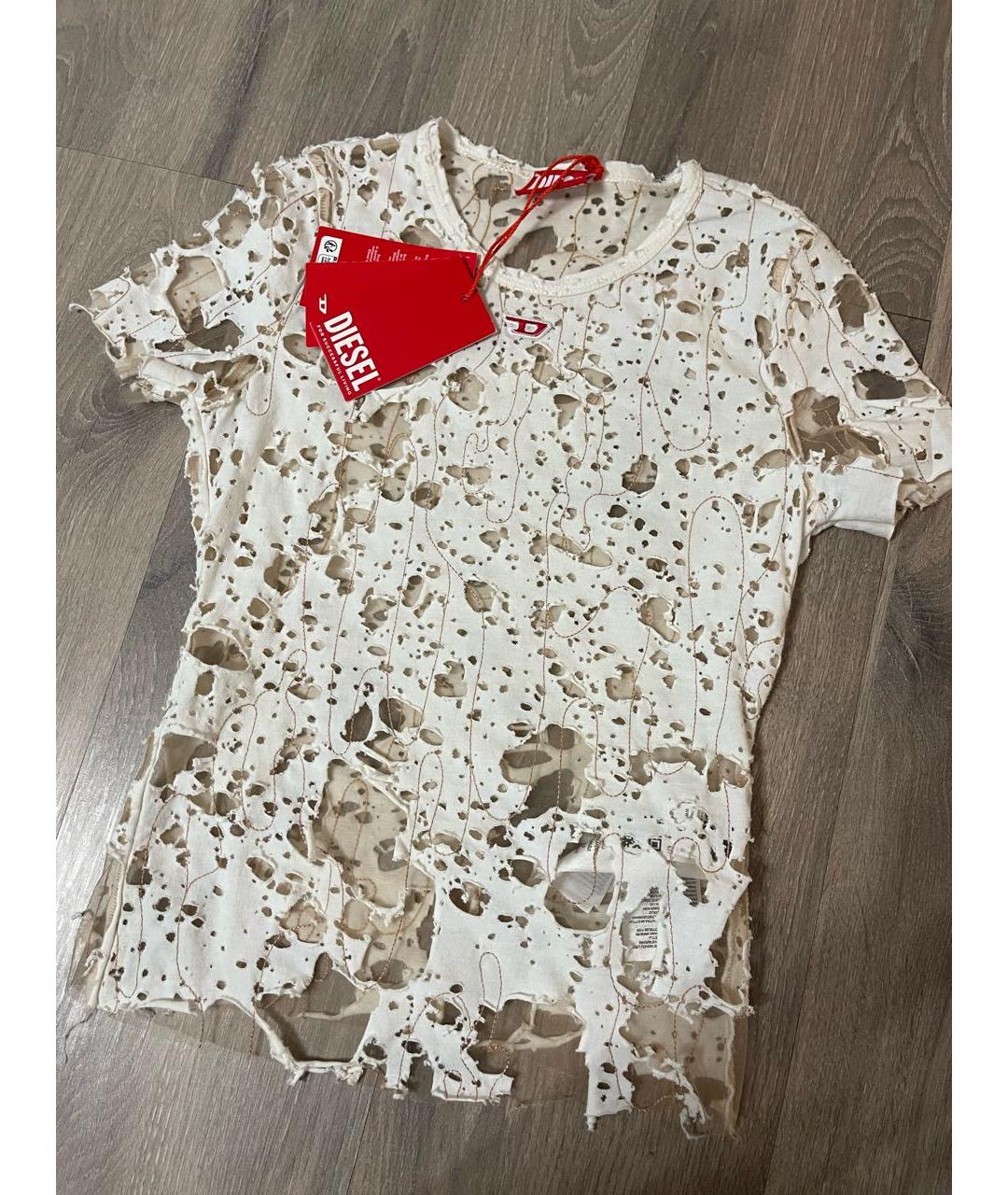 DIESEL Белая хлопко-эластановая футболка, фото 5