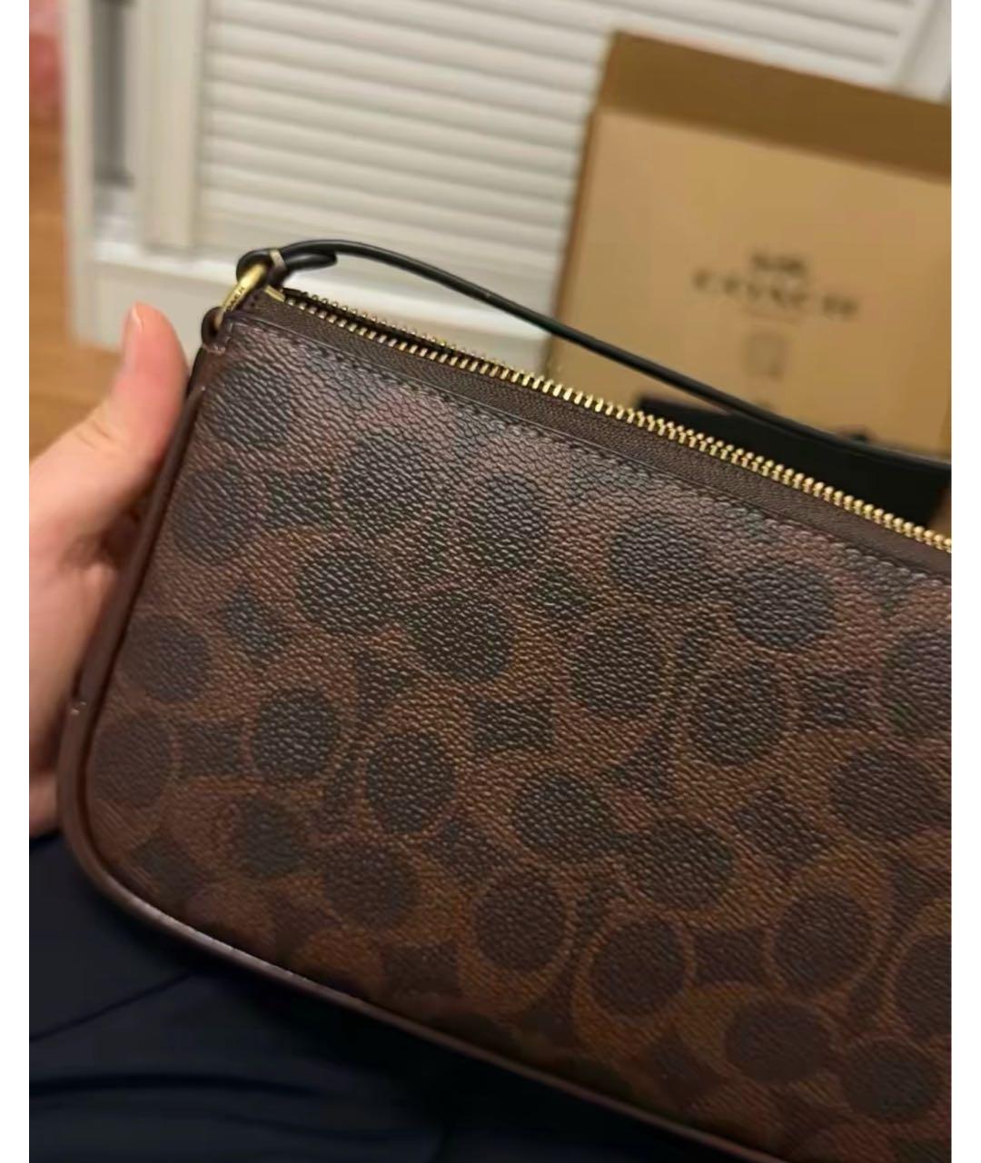 COACH Коричневая кожаная сумка через плечо, фото 8
