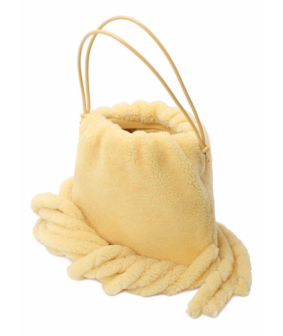 BOTTEGA VENETA Желтая меховая сумка с короткими ручками, фото 2