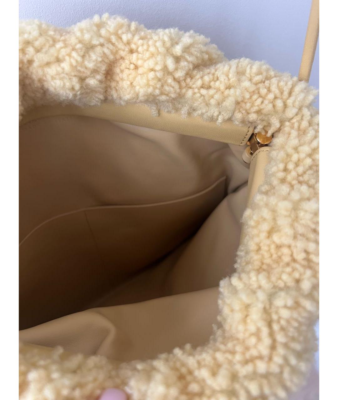 BOTTEGA VENETA Желтая меховая сумка с короткими ручками, фото 6