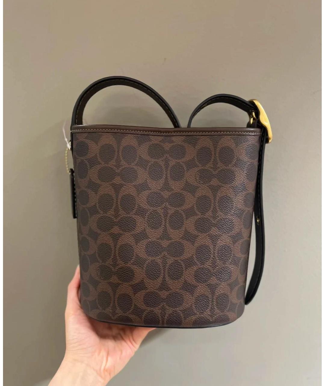 COACH Коричневая кожаная сумка через плечо, фото 8