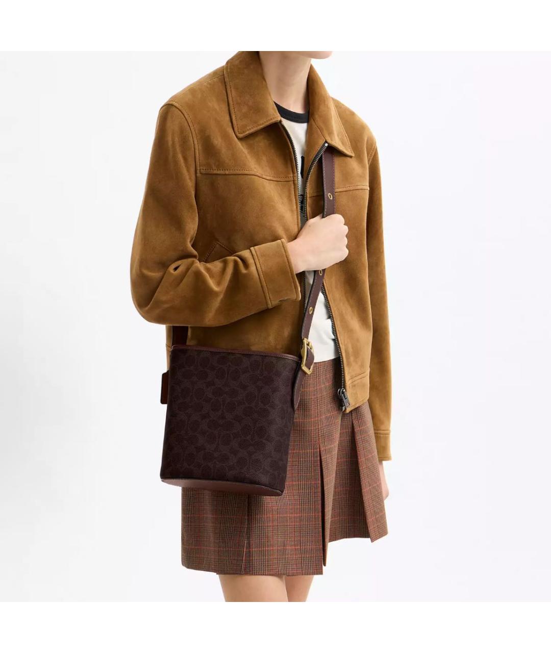 COACH Коричневая кожаная сумка через плечо, фото 5