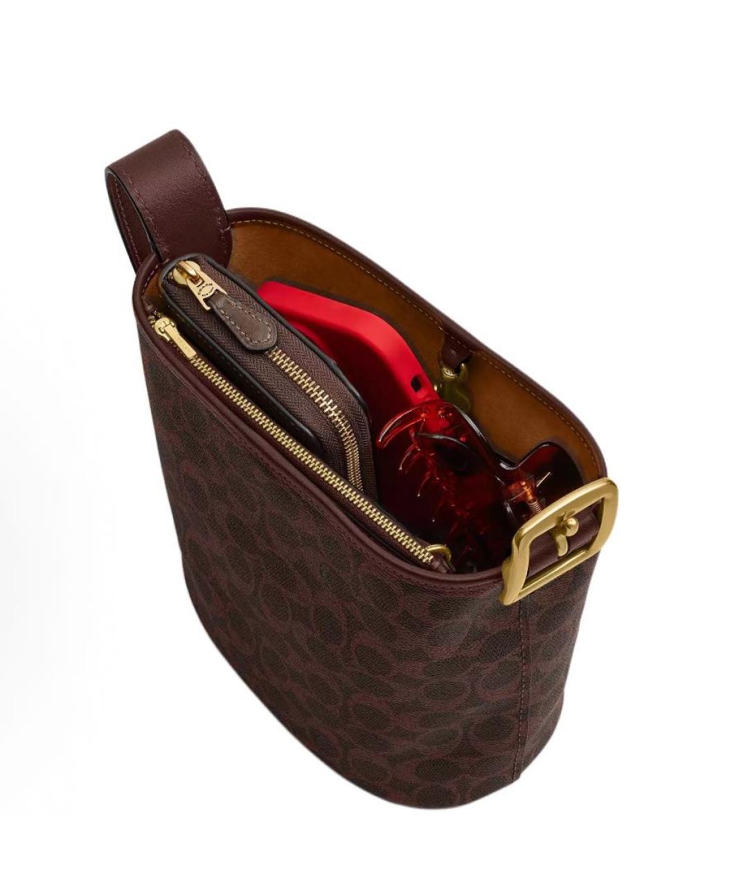 COACH Коричневая кожаная сумка через плечо, фото 7