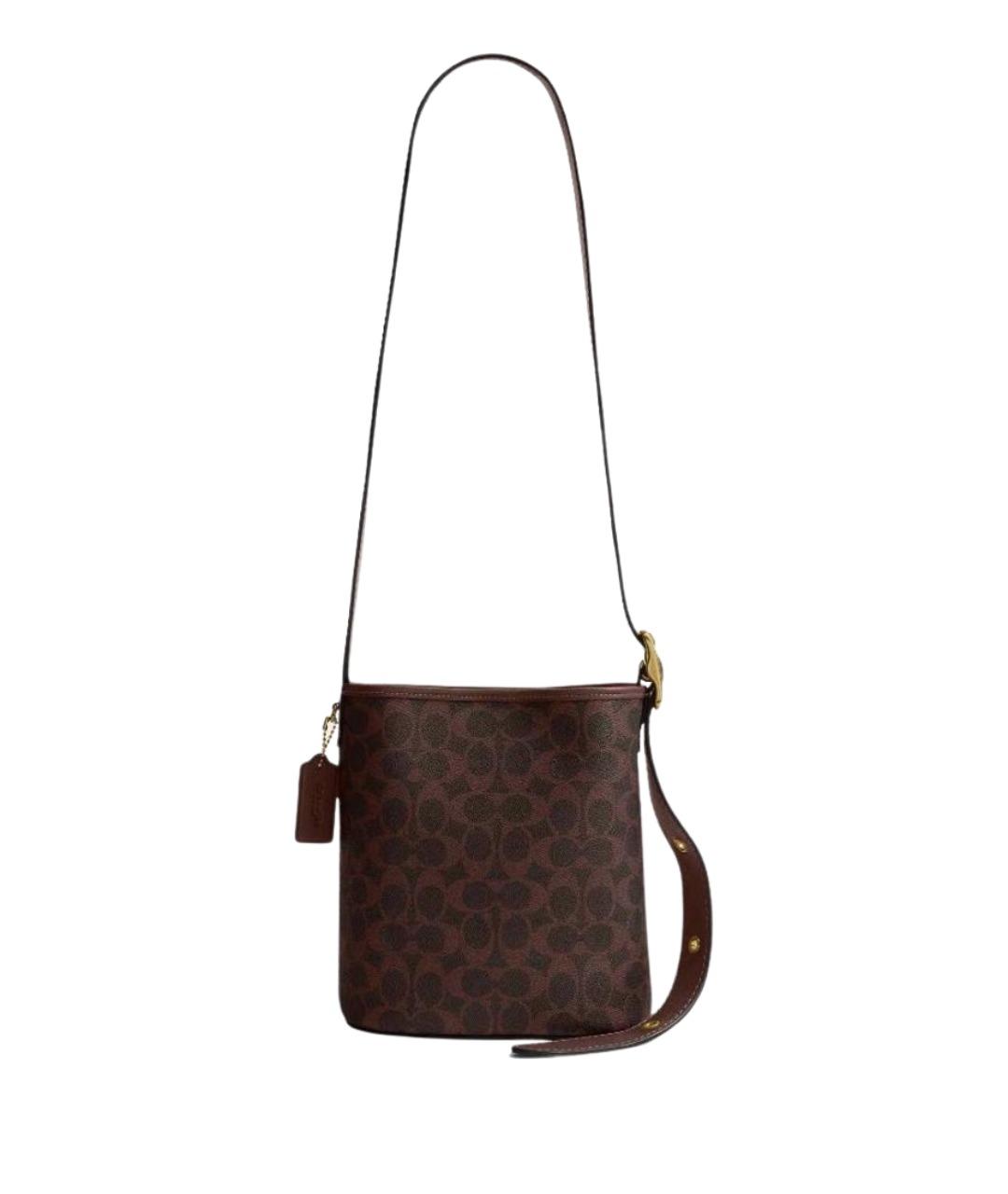 COACH Коричневая кожаная сумка через плечо, фото 1