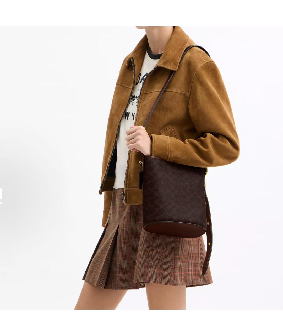 COACH Коричневая кожаная сумка через плечо, фото 6