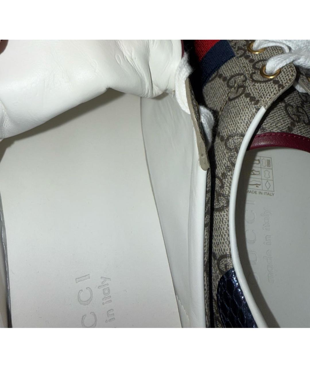 GUCCI Коричневые кожаные низкие кроссовки / кеды, фото 5