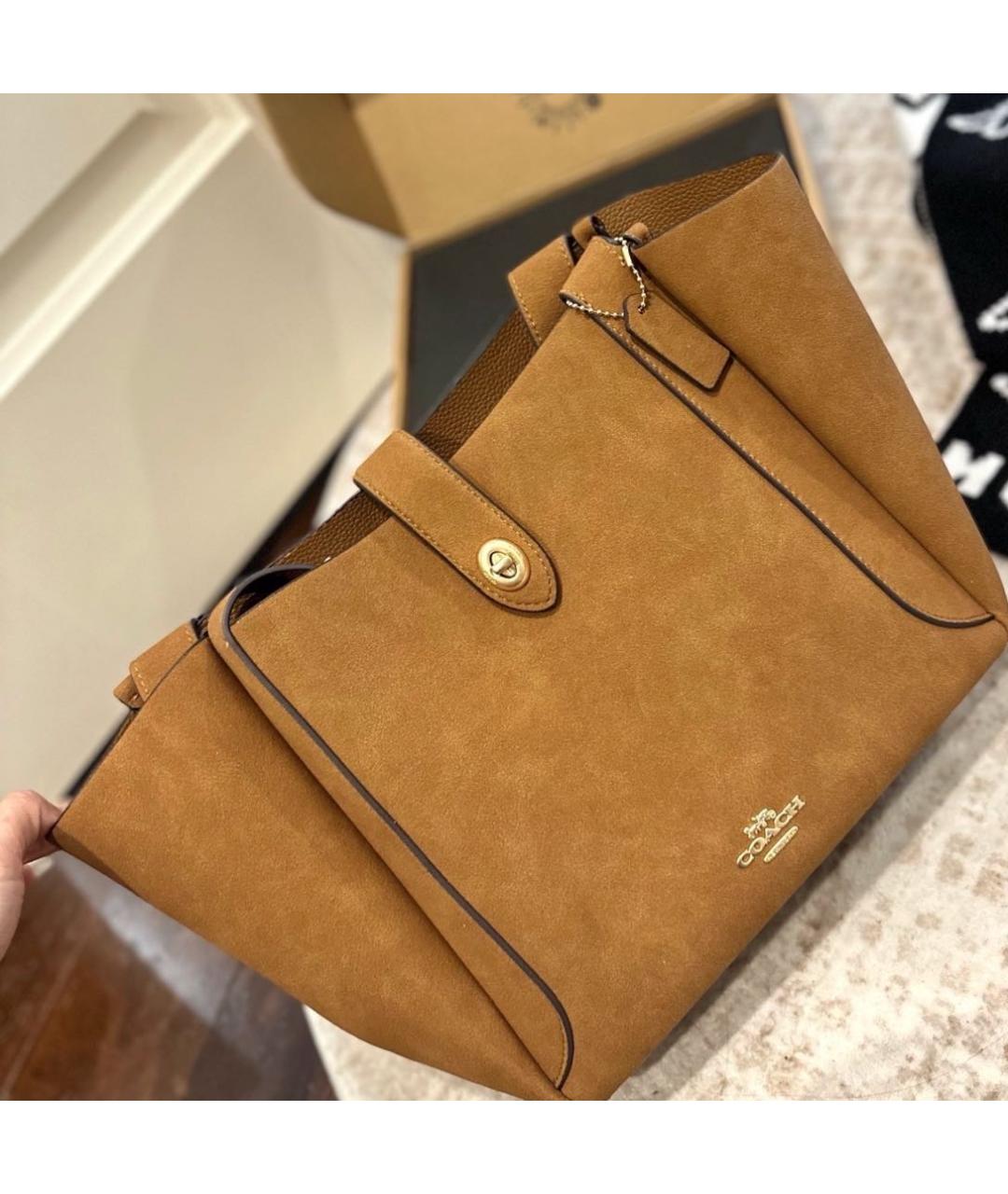 COACH Коричневая замшевая сумка тоут, фото 7
