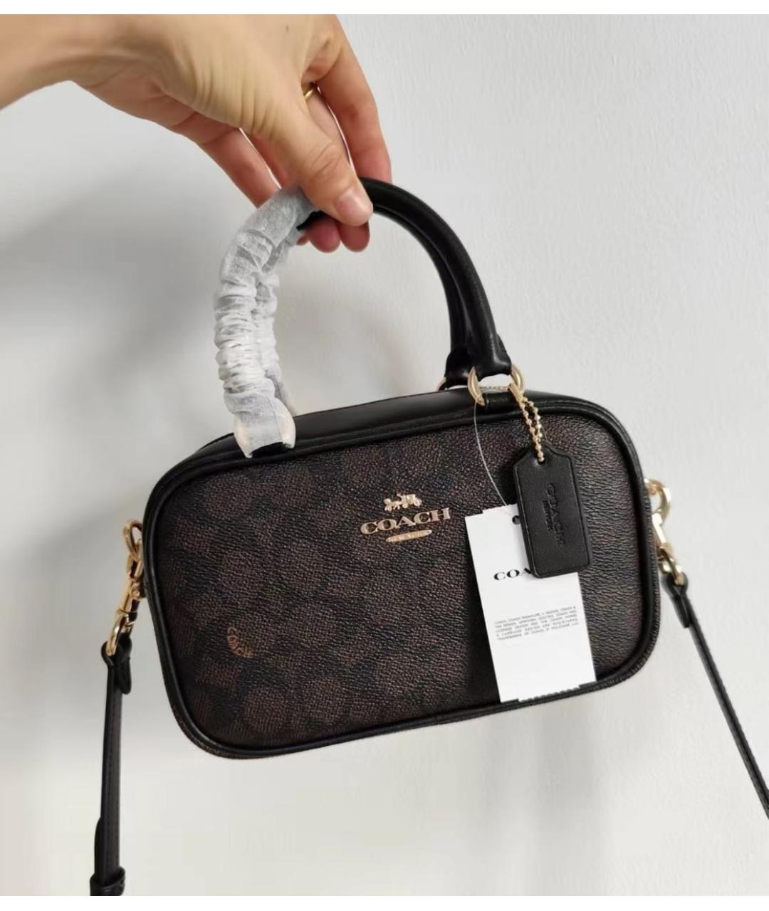 COACH Коричневая сумка с короткими ручками, фото 4