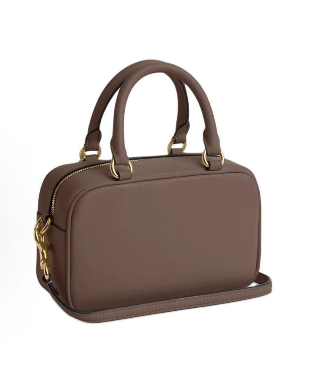 COACH Бежевая кожаная сумка с короткими ручками, фото 2