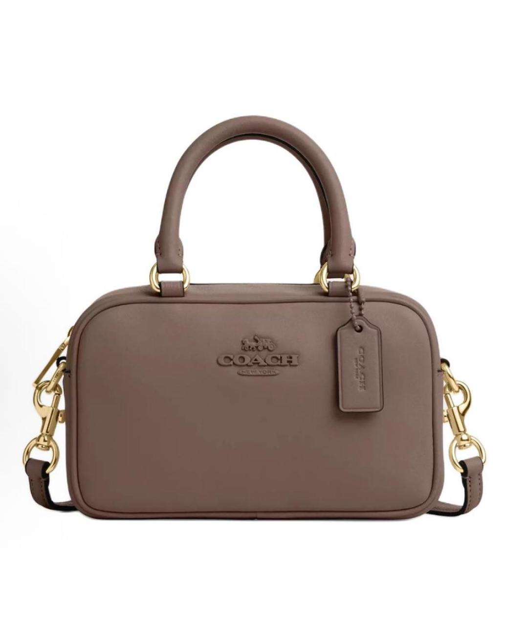COACH Бежевая кожаная сумка с короткими ручками, фото 1