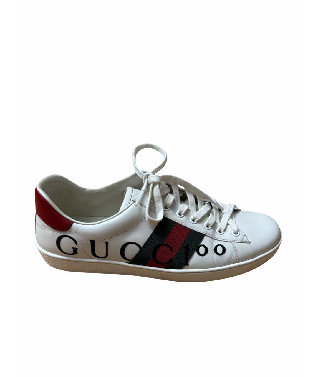 GUCCI Белые кожаные низкие кроссовки / кеды, фото 1