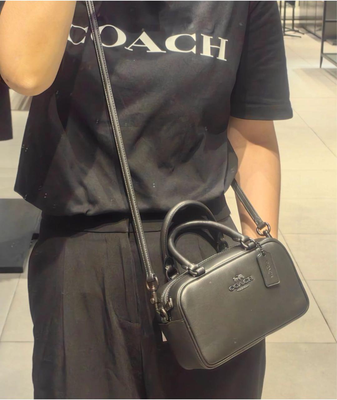 COACH Черная кожаная сумка через плечо, фото 6